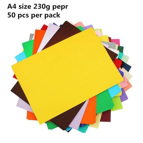 50 pcs A4 color cardboard 230g cover paper handmade color card paper Hand-painted greeting card color photo album paper