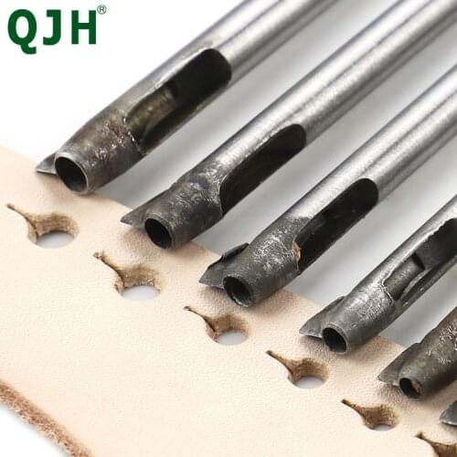 7size Belt Punching With Holes And Tails Hollow Hole Punch Cutter Tool 2.5mm-6mm Leather Working Tools DIY Tool Punching Leather