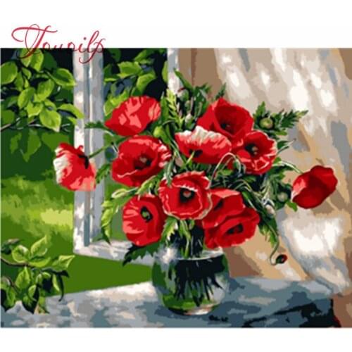 Diamant peinture vente diamant broderie coquelicot fleur plein diamant mosaïque image de strass point de croix kits art