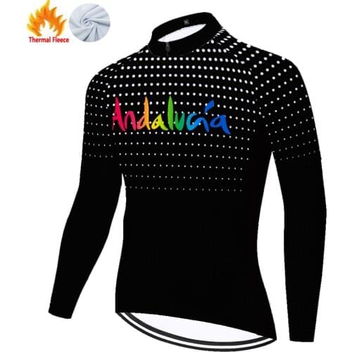Andalucia Winter Thermal Fleece Homme Camisa Masculina Maglia Retro Cyclisme Pro 2021 Maillot Mallots Ciclismo Hombre Jersey
