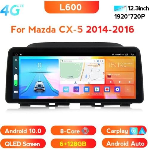 12.3'' 6+128G Android10 QLED Screen Car Radio with screen Multimedia Video Player For Mazda CX5 CX-5 2014 - 2016 Android Auto
