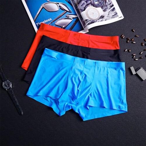 Underwear men Boxer shorts mens Ice silk Seamless summer Slim design soft sexy kilot male mens underpants cueca boxer homme