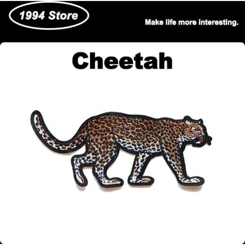 Large Size Animal Cheetah Patch Decorative Badges Embroidery Applique Patches For Clothing Kids Sewing Accessories Custom