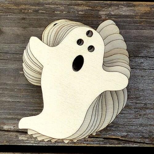 Wooden Ghost Comic Craft Shape. Great Halloween Decoration