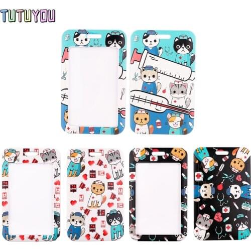 1pcs PC3006 Medical Cat Bank Credit Card Holder ID Name Work Card Holder DIY Hang Rope For Doctor Nurse Hospital Supplies