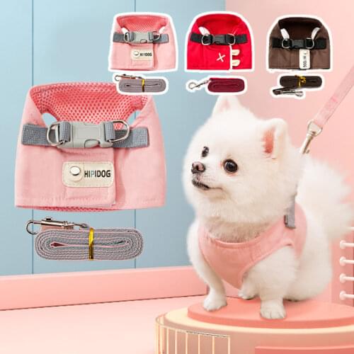 Jean Pet Vest Harnesses Set Sweet Dog Seat Belt for Small Dogs Breathable Adjustable Pet Leash for Teedy Pomeranian Dropshipping