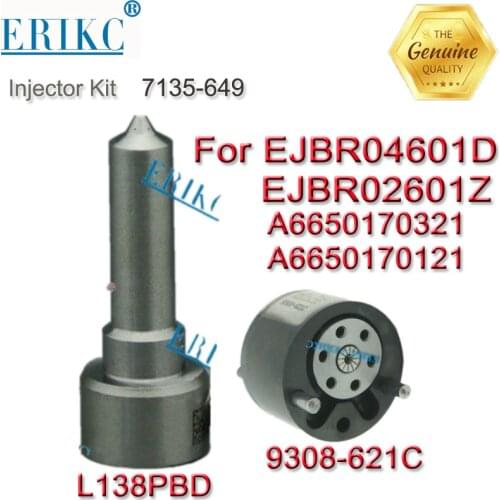 ERIKC Valve 9308-621C + Nozzle L138PBD Diesel Fuel Injector Nozzle Repair Kits 7135-649 for Fuel Injection EJBR04601D EJBR02601Z