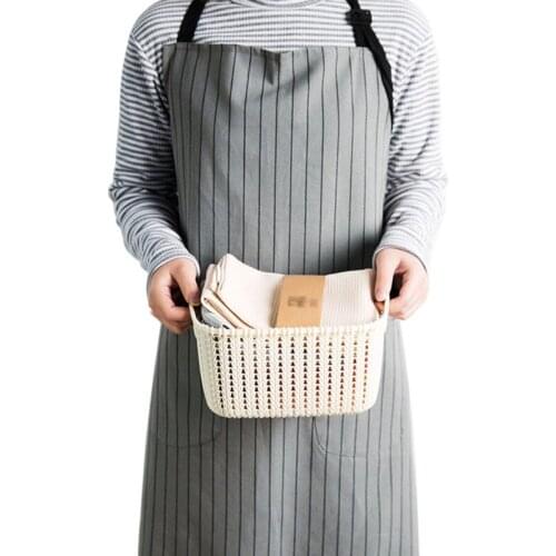Apron Oil Proof Nordic Cooking Kitchen Pure Cotton Apron For Chef Waiter Cafe Shop BBQ Hairdresser Aprons Bibs Kitchen Accessory