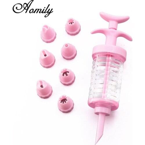 Aomily 8pcs/Set Food Grade Plastics Cream Jam Nozzles Pastry Tool with Transverter Kitchen Bakery Cake Baking Decorating Tools