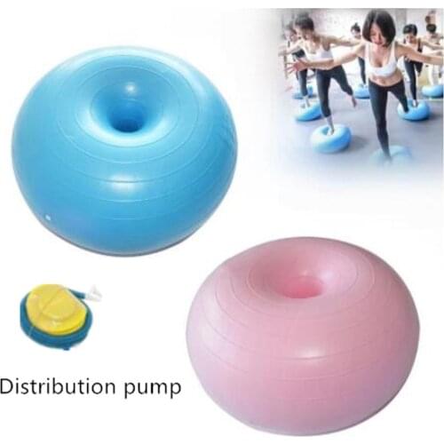 HobbyLane Donut Yoga Ball Thicken Explosion-proof Inflatable Balance Fitness Balance Ball with Inflator