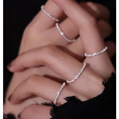 New Arrived 2021 Trend Sparkling Ring Simple Style Versatile Decorative Compact Index Finger Ring Women Fashion Jewelry