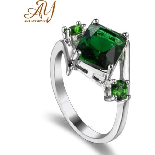 Anillos Yuzuk Real 925 Sterling Silver Luxury Emerald Wedding Rings For Women Unique Design Trendy Female Rings Fine Jewellery
