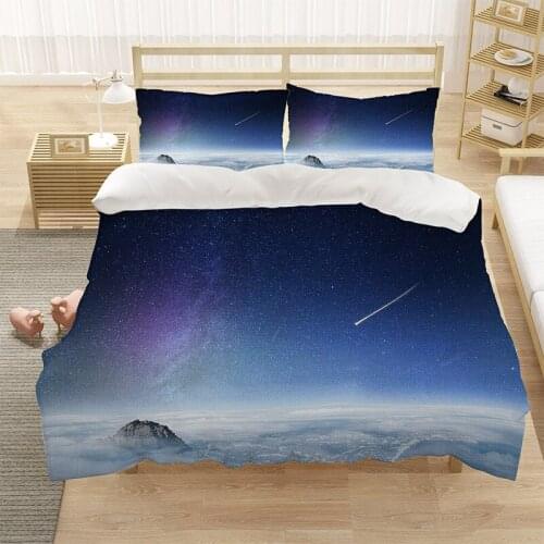 Colorful Starry Sky Duvet Cover Set Outer Space Bedding Universe Galaxy Quilt Cover Glitter 2/3pcs Queen Luxury Bedclothes