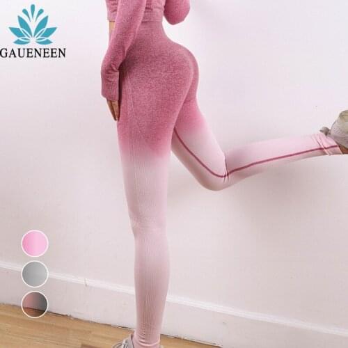 GAUENEEN Ombre Seamless Leggings Women Power Stretch High Waist Yoga Pants Push Up Sports Tights Gym Workout Running Leggings