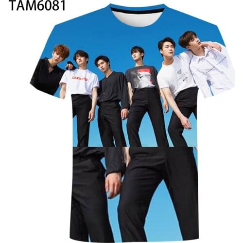 Summer Mens and Womens Short Sleeve T-Shirt South Korean Youth Group Astro 3D Printing Boys Girls Street Fashion Harajuku Top