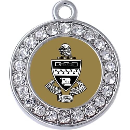Double Nose Metal Sticker Greek Ka Alpha Theta Charm Coat Of Arms Pendants Souvenir Jewelry Personalized Custom Design For Group