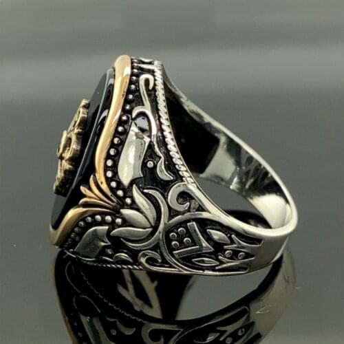 Mens Handmade Ring, Black Onyx Gemstone Ring , 925k Silver Men Jewelry , Ottoman Jewelry , Vintage Ring , Gift for Fathers Day