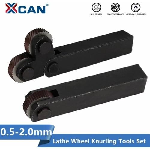 XCAN 1 Set Knurling Tool 0.6mm-2.0mm Dual/Single Wheels Linear Pitch Knurl Set Lathe Cutter Machine Tools