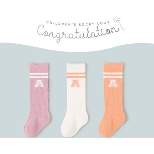 3 Pairs/lot 0-5 Years Old Kids Tube Socks Baby Letter Tube Socks Class A Combed Cotton Newborn Socks School Clothes Accessories
