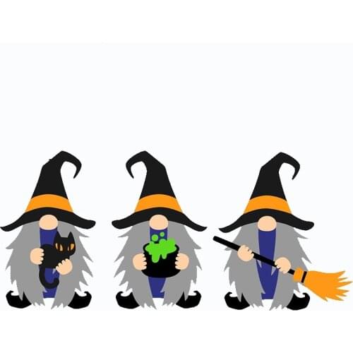 2021 New 3pcs Halloween Gnome Metal Cutting Dies Sets For DIY Craft Making Card Broom Cat People Scrapbooking Album