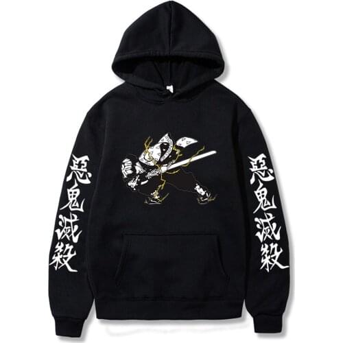 New Anime Streetwear Costume Demon Slayer Agatsuma Zenitsu Thunder Breathing Printing Hoodies Harajuku Pullover Sweatshirt