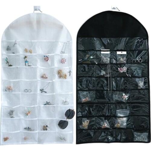 Jewelry Hang Organizer Earring Necklace Jewelry Display Holder Dual Sided Jewellery Storage Bag Display Pouch 32 Pocket