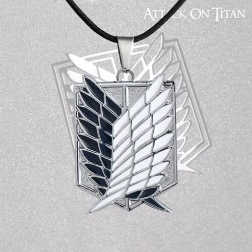 Anime Attack on Titan Necklace Cosplay Accessories Shingeki No Kyojin Wings of Liberty Blue Black Silver Pendant Metal Gift