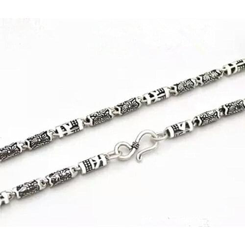 BOCAI 100% Solide S925 Sterling Silver Necklace Vintage Thai Silver Sweater Chain Mens Fashion Trend Pure Argentum Necklace
