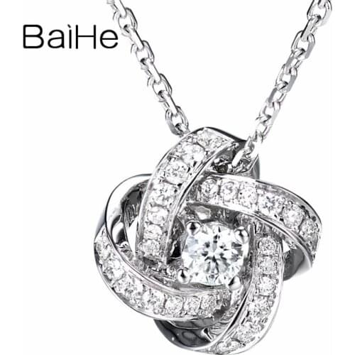 BAIHE Solid 18K White Gold Natural Diamonds Engagement Women Trendy Fine Jewelry Gift Beautiful windmill diamond Necklaces