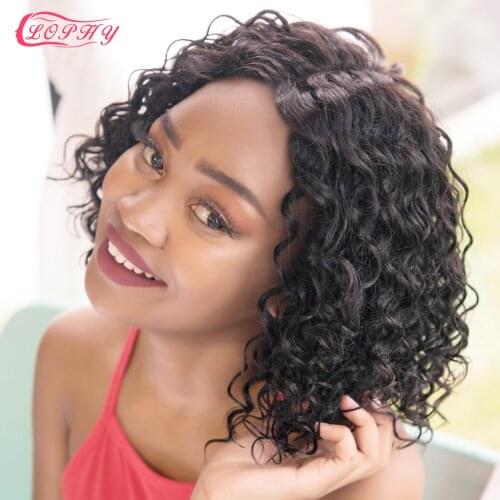Short Water Wave Human Hair Wig Bob 13x4x1 Lace Front Wig Short T Part Lace Human Hair Wigs Short Bob Curly Wigs For Women