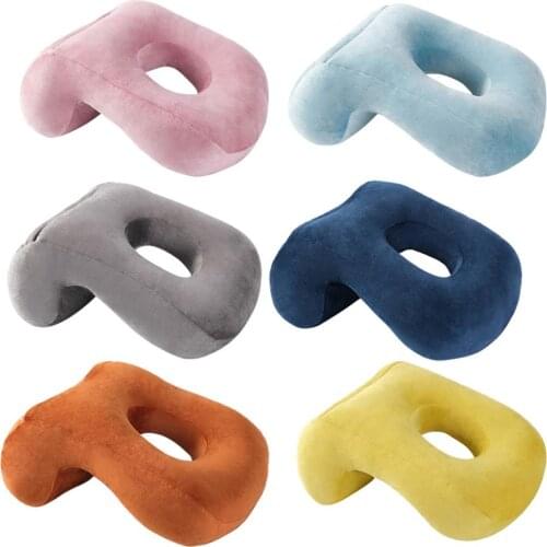 Portable Travel Noon Nap Neck Pillow Office Airplane Driving Nap Support Head Rest Pillow Home Desk Soft Cushion with Relax Hole