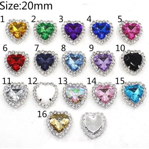 Mix Color Beautiful lovely Heart 10Pcs/lot 20mm Silver Buttons DIY Handwork Card Ribbon Flower Holiday Party Decoration