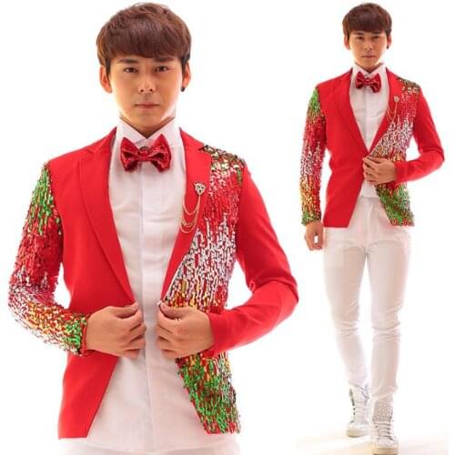 Punk multicolour paillette blazer men latest coat designs men costume mens jackets personality stage singer star style dress