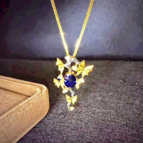 Sapphire Pendant Natural And Real Sapphire Necklace 925 sterling silver Fine jewelry Sapphire Pendant