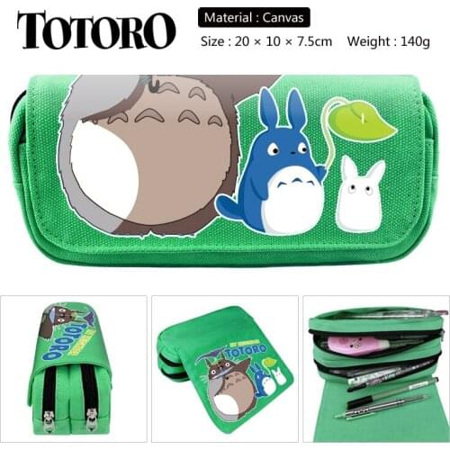 Anime My Neighbor Totoro No Face Man Cosplay Double Zipper School Pen Pencil Case Stationery Box Cosmetic Makeup Bag Gift