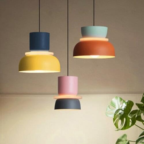 Modern macaron Led pendant light lamp bedsides living room metal colorful Hanglamp for kitchen home decor lighting fixtures