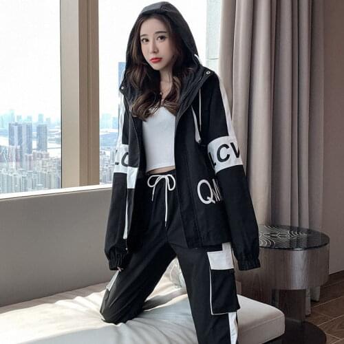 Sports Suit Women Spring And Autumn Tide Fashion Clothing Net Red Loose Age Reducing Thin Leisure Two Pieces