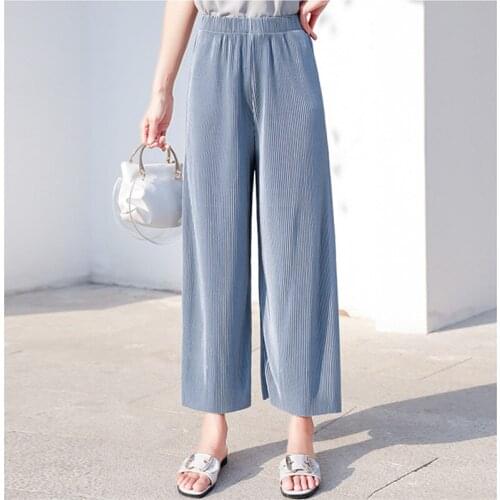 Vintage Soft Ankle-Length Pants 2021 Summer Women Streetwear Loose High Waist Trousers New Fashion Clothes Plus Size M-6XL 7XL