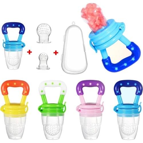 Baby Food Pacifier Clips Soother Holder 4in 1Baby Nipple Feeder Silicone Pacifier Fruits Infant Feeding Supplies Soother Nipples