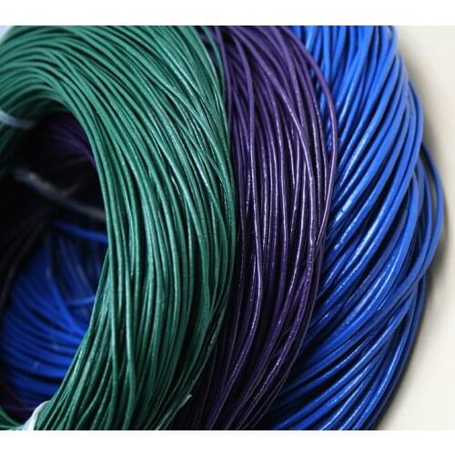 1meter Genuine Leather Cord Jewelry findings Braided brown/blue/purple/red/black Round 2mm thickness for DIY bracelet necklace