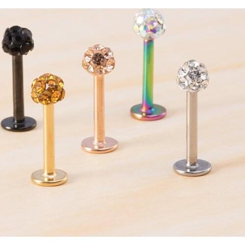 1PC Bling Labret Lip Ring Piercing Bar Ear Cartilage Earring Stud Internally Threaded Tragus Helix Monroe Punk Body Jewelry 16G