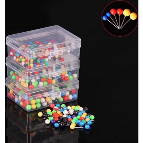 100Pcs Map Tacks Push Pins Plastic Head with Steel Point, 4mm 11mm Cork Board Safety Colored Thumbtack Office School Supply