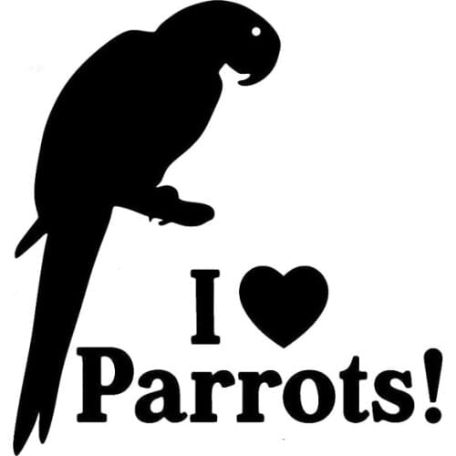 12CM*12.7CM I Heart Parrots -Love Bird Pet Parrot - Car Vinyl Decal Sticker And Car Stylings Accessories C8-0753