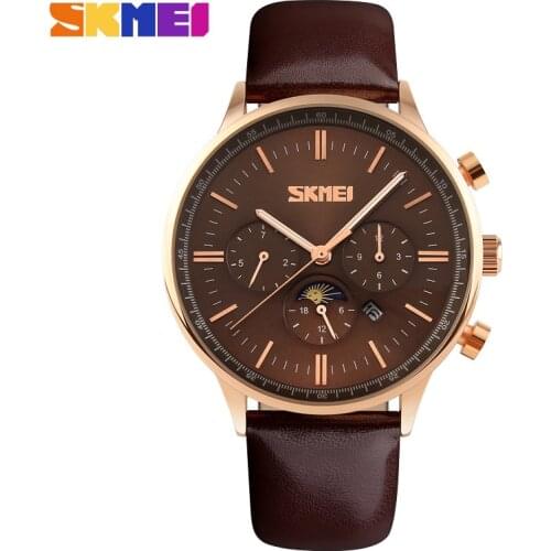 2020 SKMEI Men Quartz Watches Calendar Date Clock Watch Luxury Leather Strap Waterproof Male Wristwatches Relogio Masculino 9117
