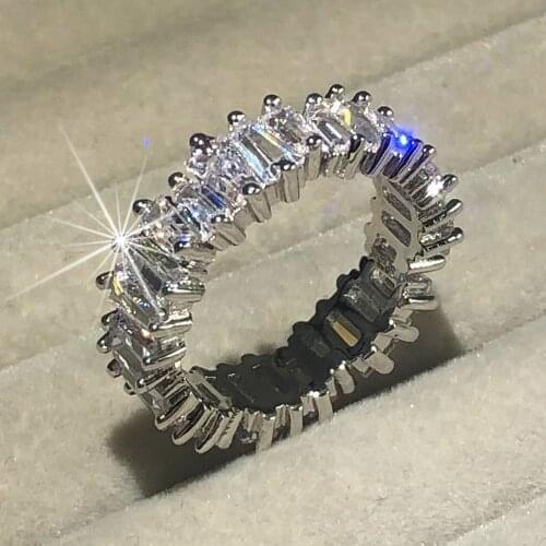 3 style 925 silver Rings for Women Emerald cut T Simulated Diamond Wedding Engagement Band ring finger bijoux femme 2019 Jewelry