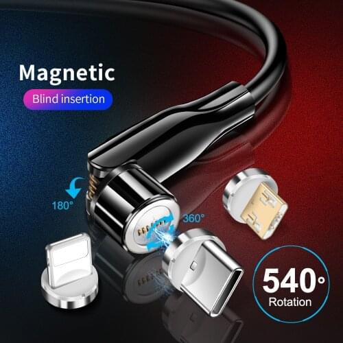 540 Rotate Magnetic Cable Fast Charging Magnet Charger Micro USB Type C Cable Mobile Phone Charge Wire Cord For iPhone 12 Xiaomi