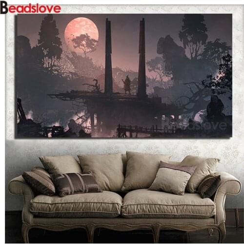 DIY 5D Diamond Painting Night Moon Forest Shadows Embroidery large home Decoration Full Square/Round Rhinestone Mosaic Cartoon