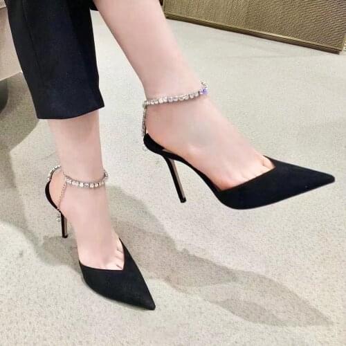 Summer Sexy Ankle strap Women Sandals Fashion Crystal Chains High heels Gladiator sandals Top qualtiy Stain Wedding Bridal Shoes