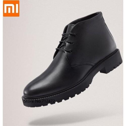 Youpin Men Wool mat Plus velvet Thicken Keep warm Leather boots First layer cowhide Outsole wear Martin Boots Short Ankle Bootie