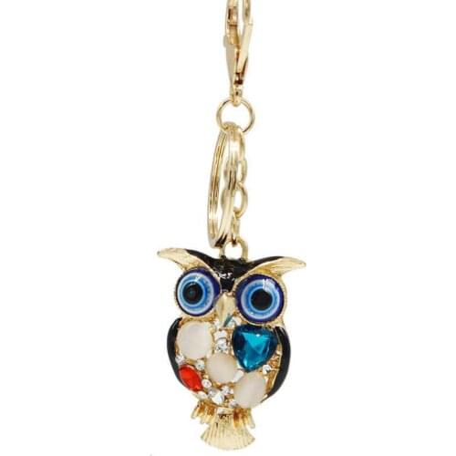 100pcs/lot Rhineston Animal Owl Keychain Crystal Jewelry Gift Wallet Car Keyrings Pendant Factory Direct Sale Keychain Toy
